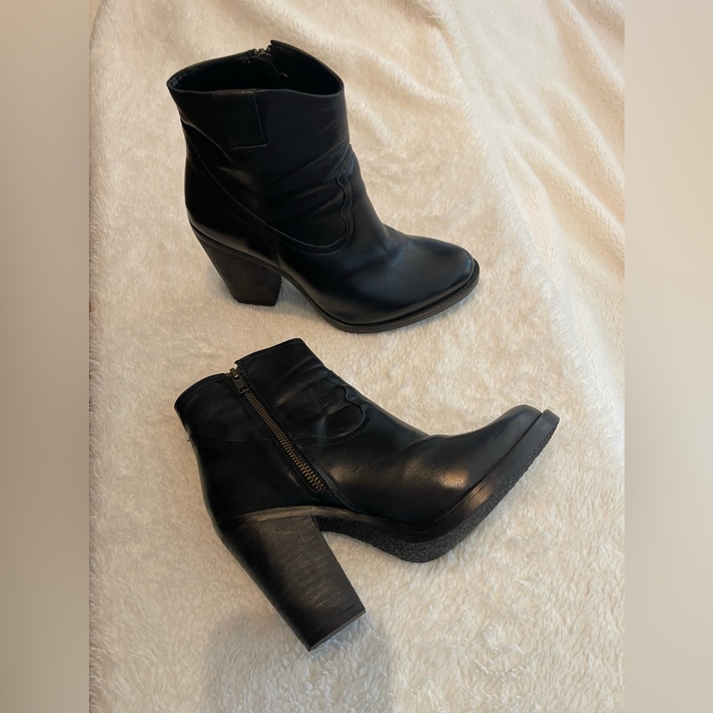 Women’s black real leather ankle boots